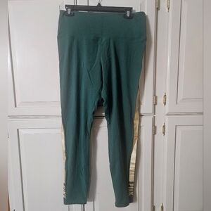 XL Green with Gold pin stripe down the sides cotton leggings